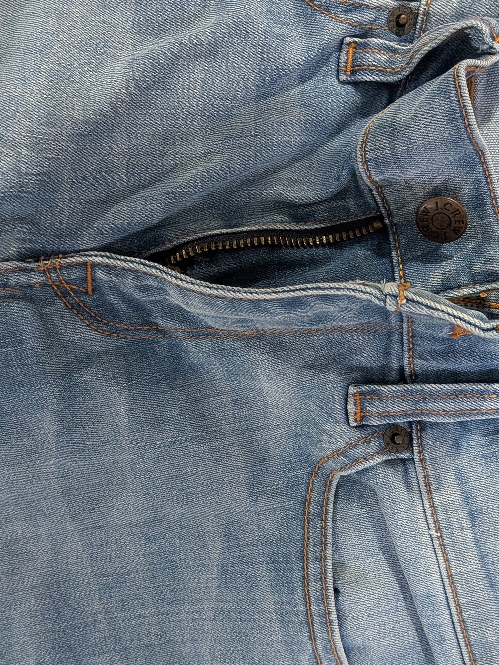 J. Crew Light Blue Slim Straight Jeans with Contrast Stitching